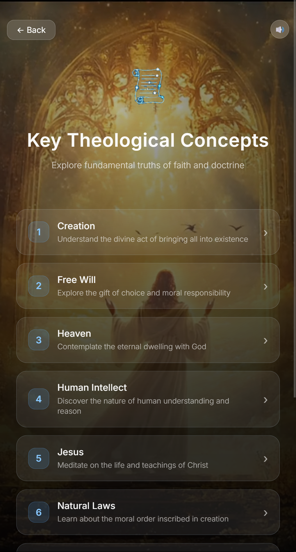 Meditation feature screen